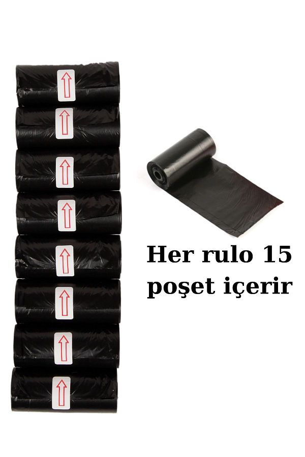 BAMM BAMM-Cat Dog Poop Garbage Bag Excrement Bag Black 8 Rolls (120 pieces) 1