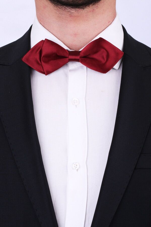 La Pescara-Burgundy Triangle Satin Bow Tie SP32 1