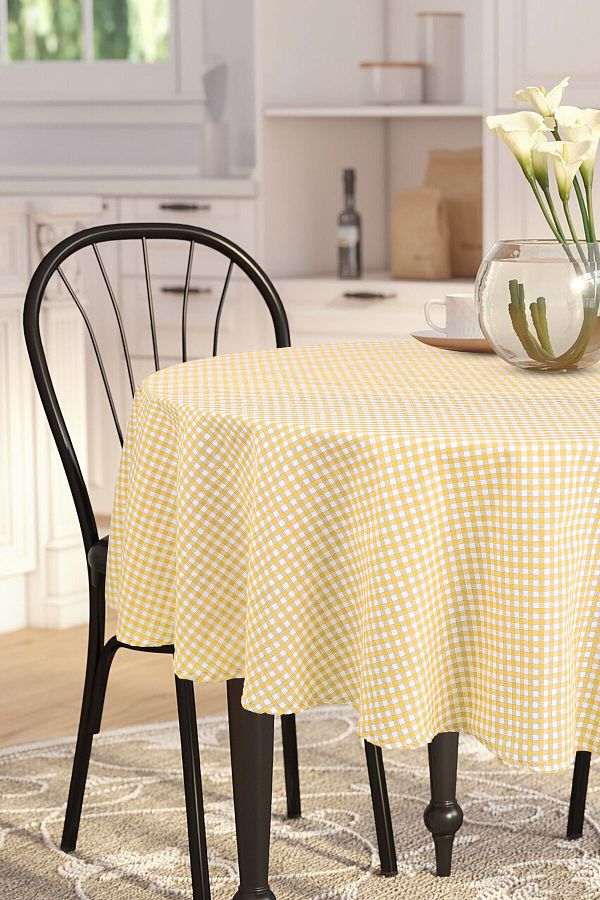 Soft Kare-Gingham Round Tablecloth 1