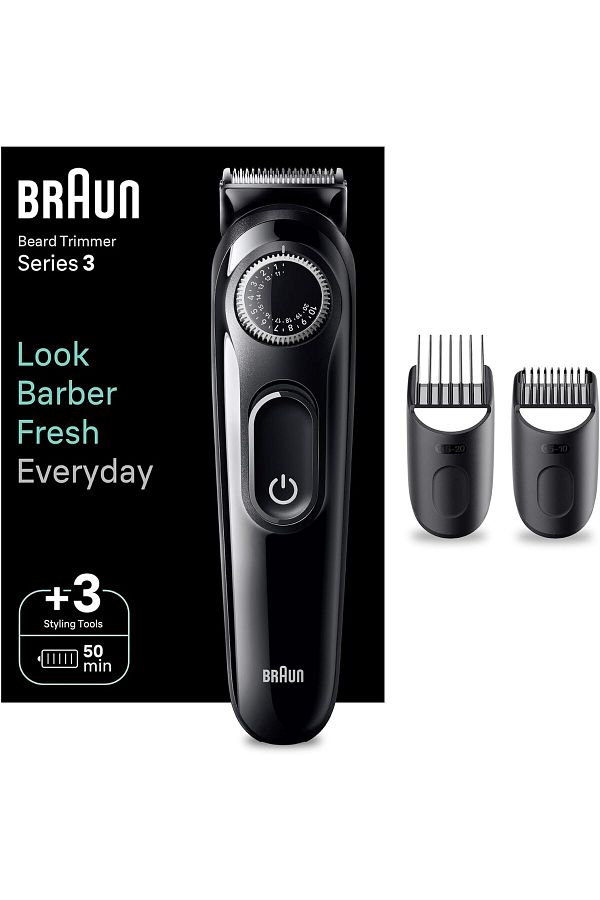 Braun-Beard Trimmer 3 With Precision Wheel, 3 Styling tools, 50 mins Runtime, ProBlade - BT3410 1
