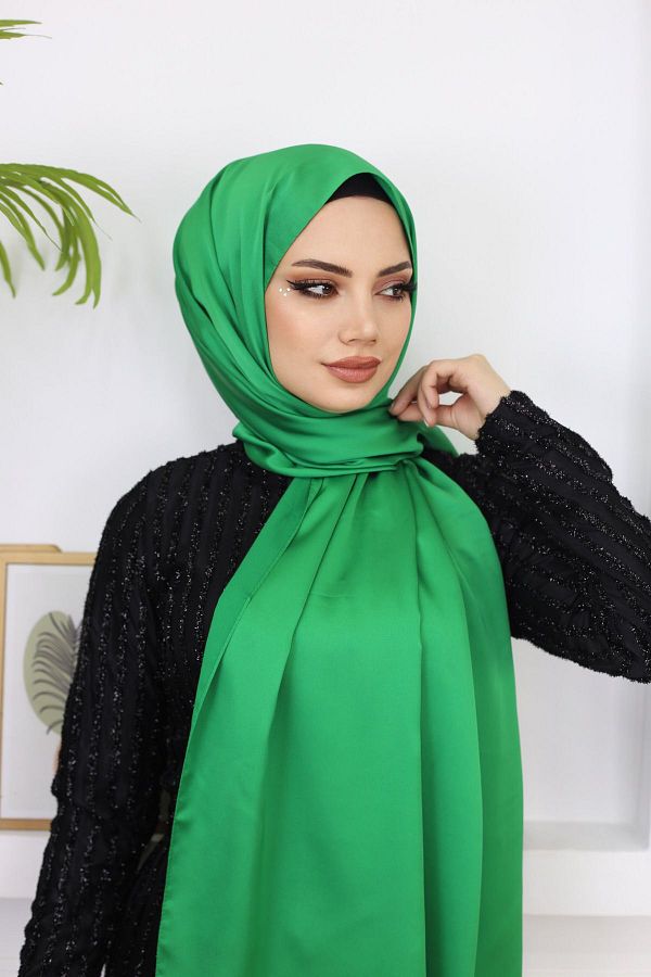 Zerlinda benetton Green Kobe Satin DUAI SILK Evening Dress Shawl Trendyol