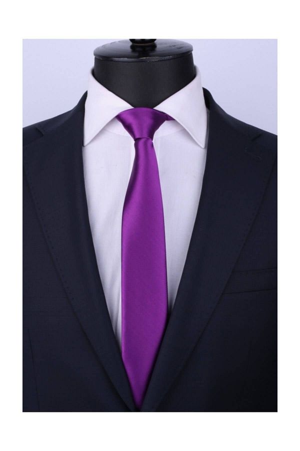 La Pescara-Eggplant Purple Satin Slim Tie ST4004 1