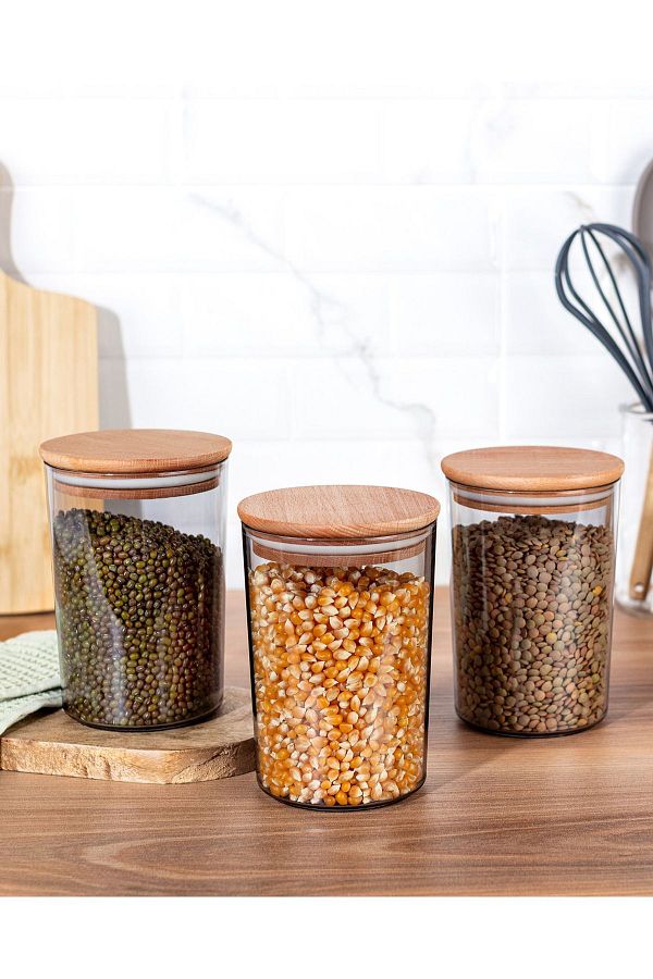 Madame Coco-Yuviera 900ml Wooden Lid Storage Container Set of 3 1