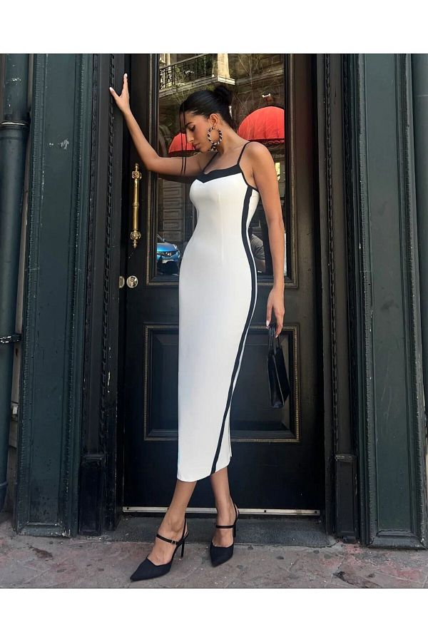 Dress with side stripe cheap