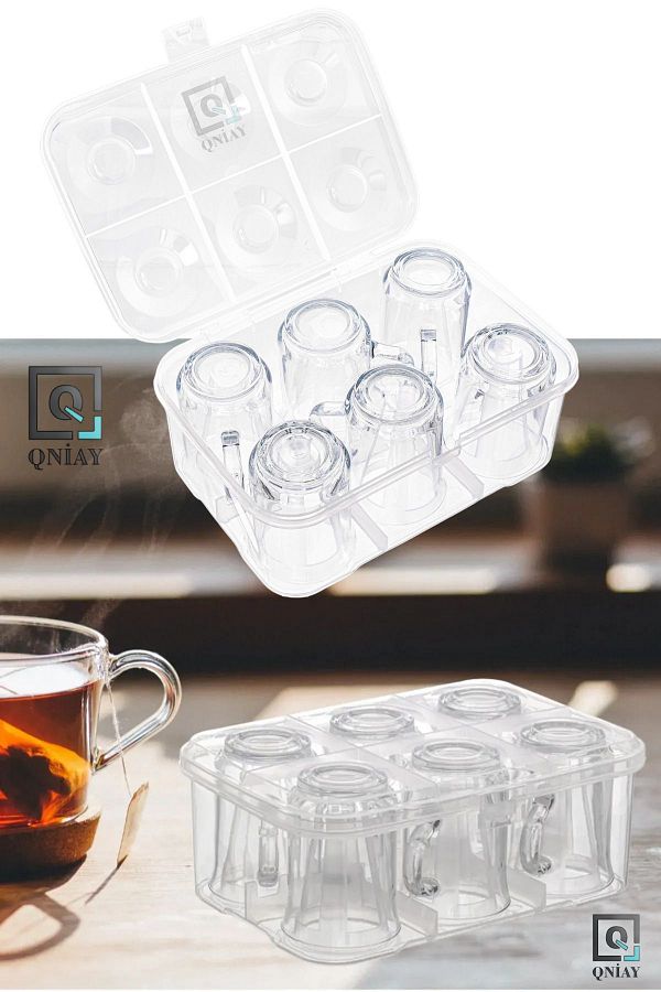 QNİAY-طقم نزهة بسعة 6 أكواب بمقبض - كوب ماء وصندوق حماية 1