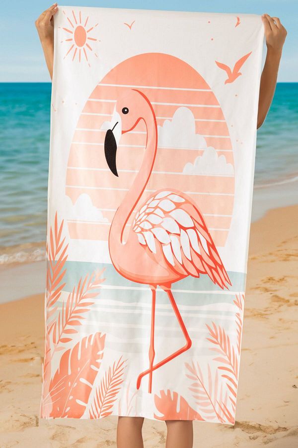 XJIM Pink Flamingo Printed 100 Cotton Beach Towel 75x150 Cm Trendyol