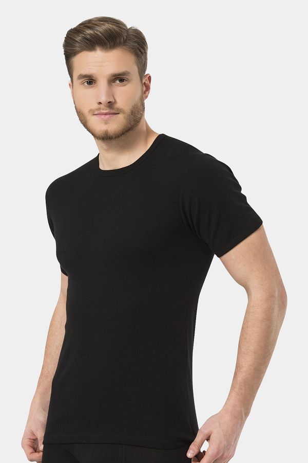 TÜREN-Türen Men's Rib O-Neck Undershirt 102/Black 1
