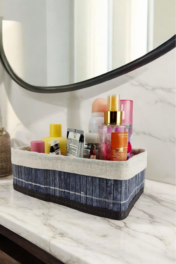 Digithome-Gray Bamboo Storage Box - Multi-Purpose, Small Size Organizer, 25X15X8 cm - Cl-6007-2 C1-1-121 1