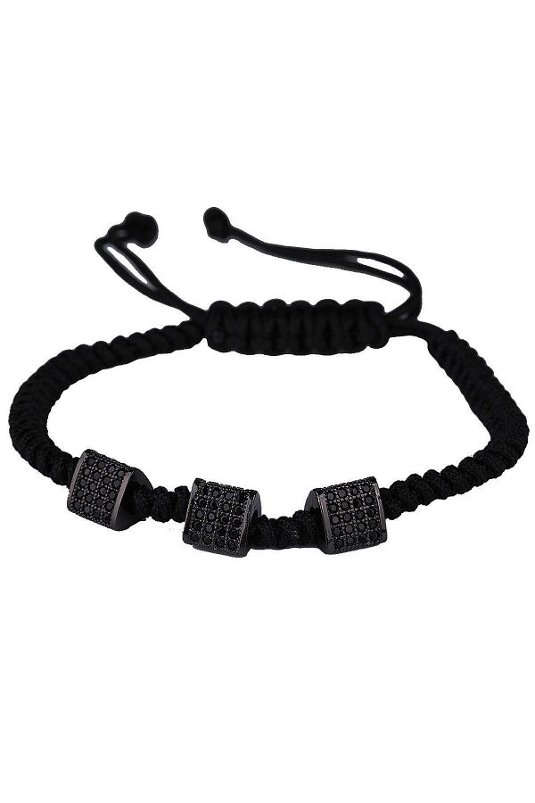 Kravatkolik-Black String Macrame Men's Bracelet Blk1593 1