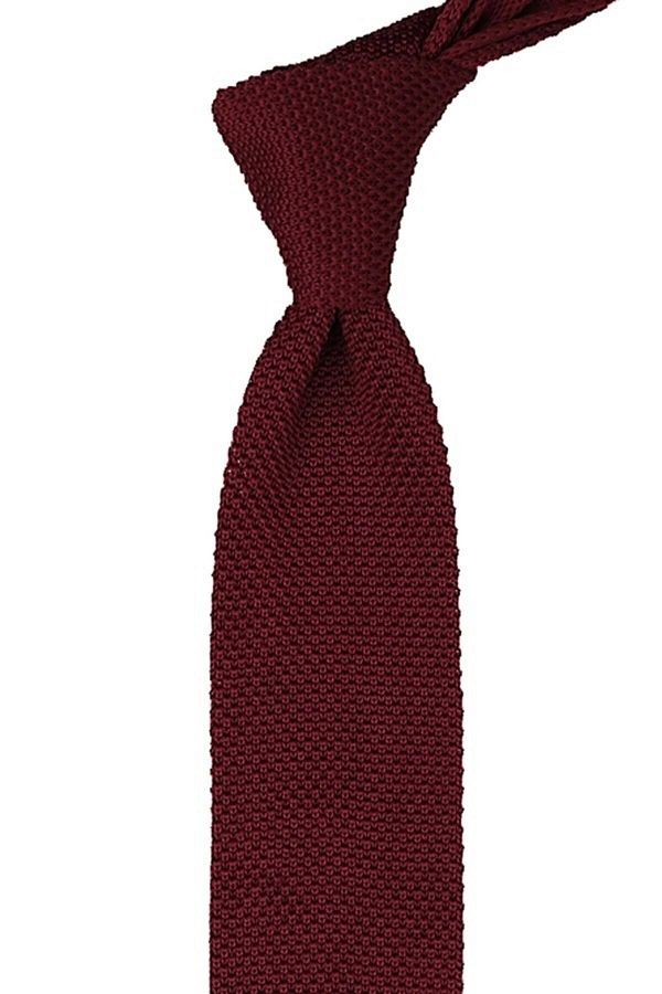 La Pescara-Claret Red Plain Navy Blue Detailed Knitted Tie 8201 1