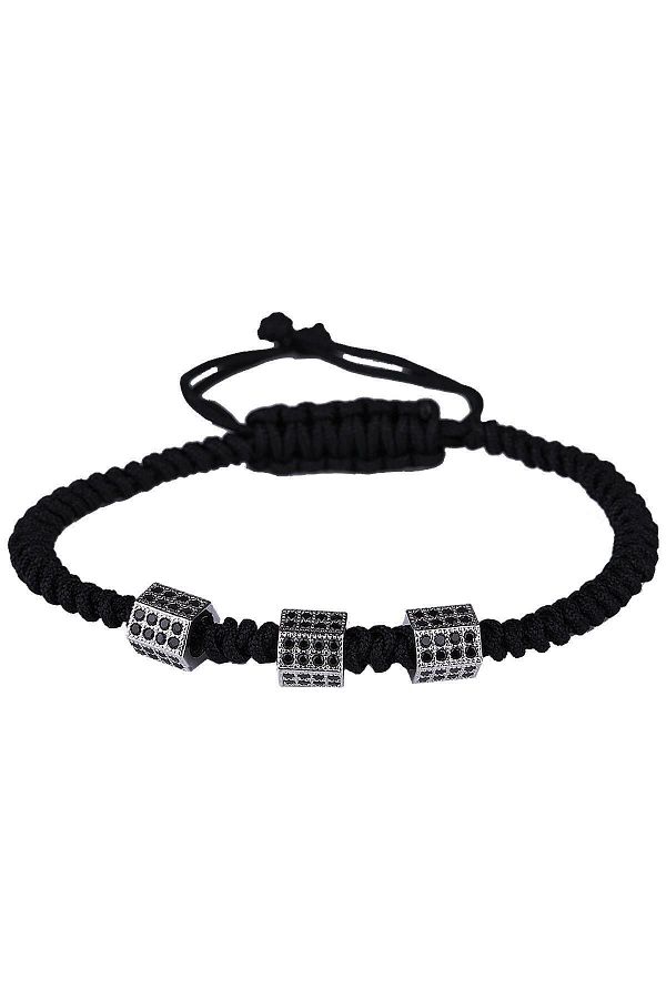 Kravatkolik-Black String Macrame Men's Bracelet Blk1597 1