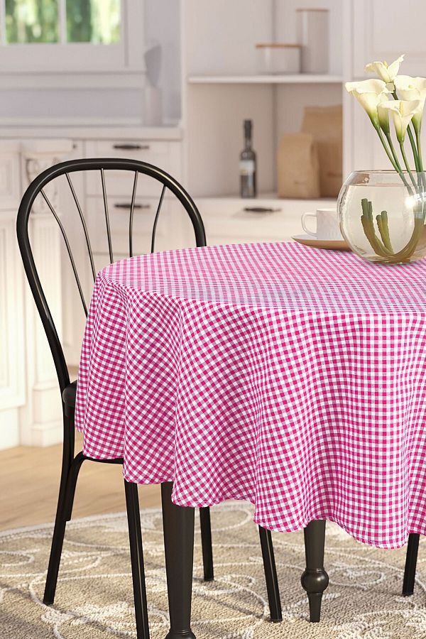 Soft Kare-Gingham Round Tablecloth 1