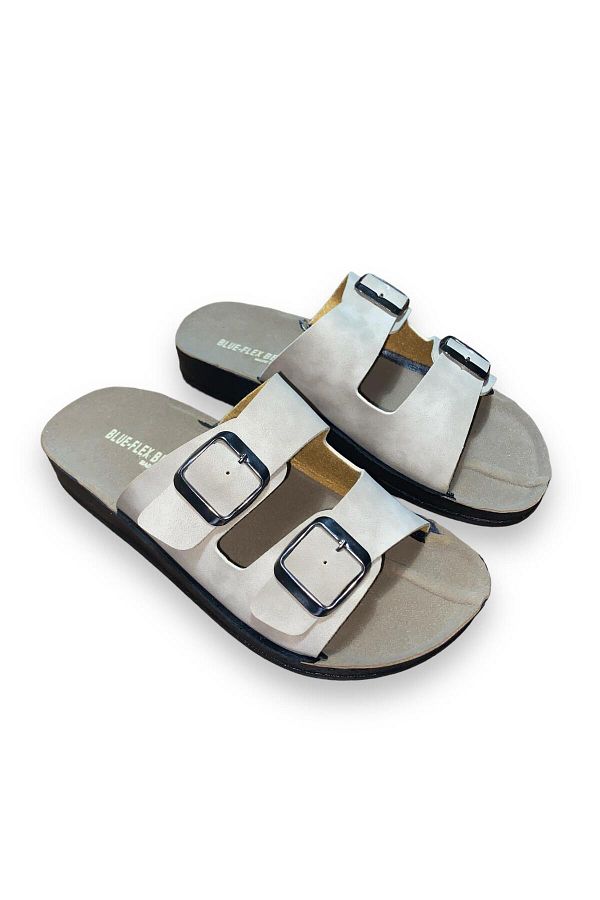 blueflex Women s Orthopedic Slippers Beige Wedge Heel Stylish Comfortable Lightweight Daily Double Buckle Slippers Trendyol