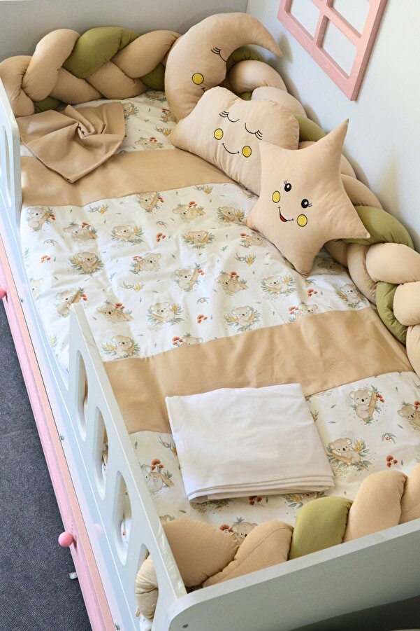 Kista Baby Montessori Bebek Uyku Seti Örgü Yan Korumalı Uyku Seti 90x190 100x200 Koala