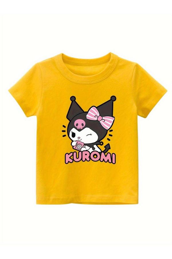 Afternoon Kids-Yellow ''Ribbon Kuromi'' Printed T-Shirt for Boys/Girls 1