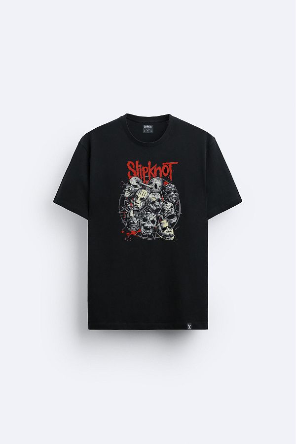 Darkia Slipknot Relaxed Fit Crew Neck Black T shirt Music Band Printed Trendyol