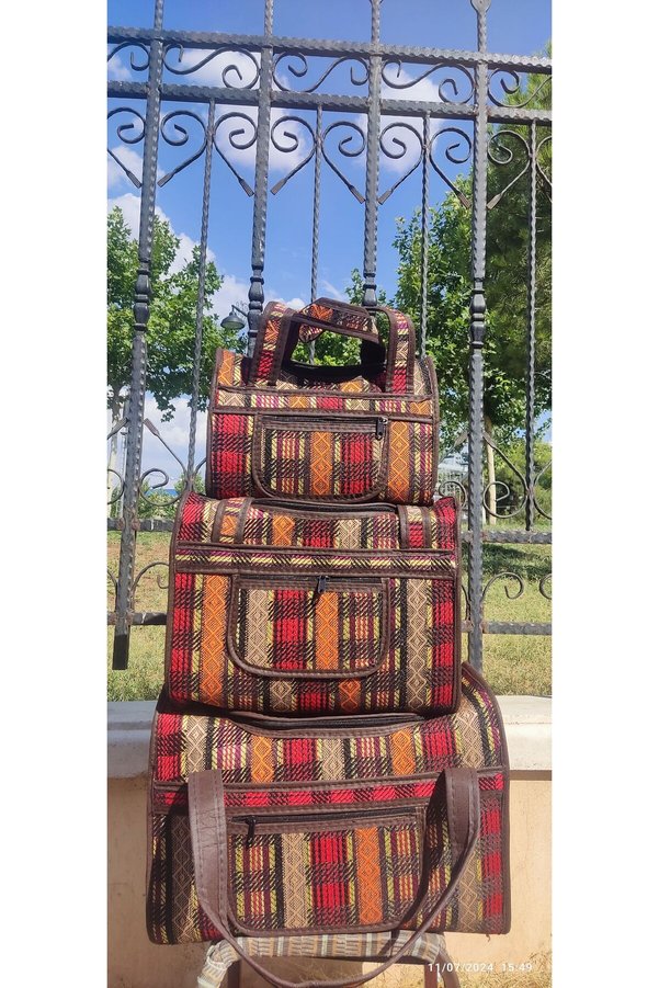 HOM 3-Piece Straw Bag for Picnic and Beach
