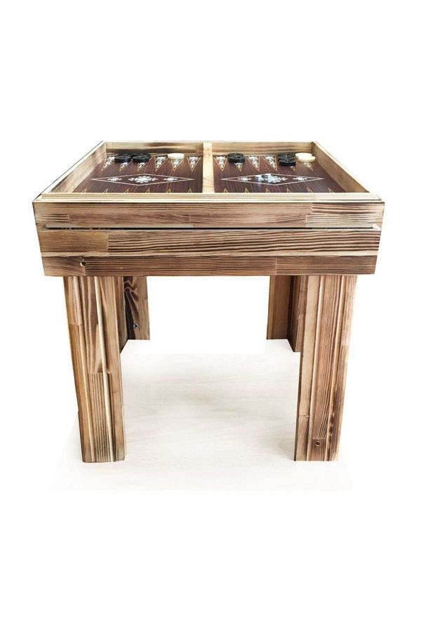 Star Oyun-Star Footed Walnut Backgammon and Chess Table Set 1