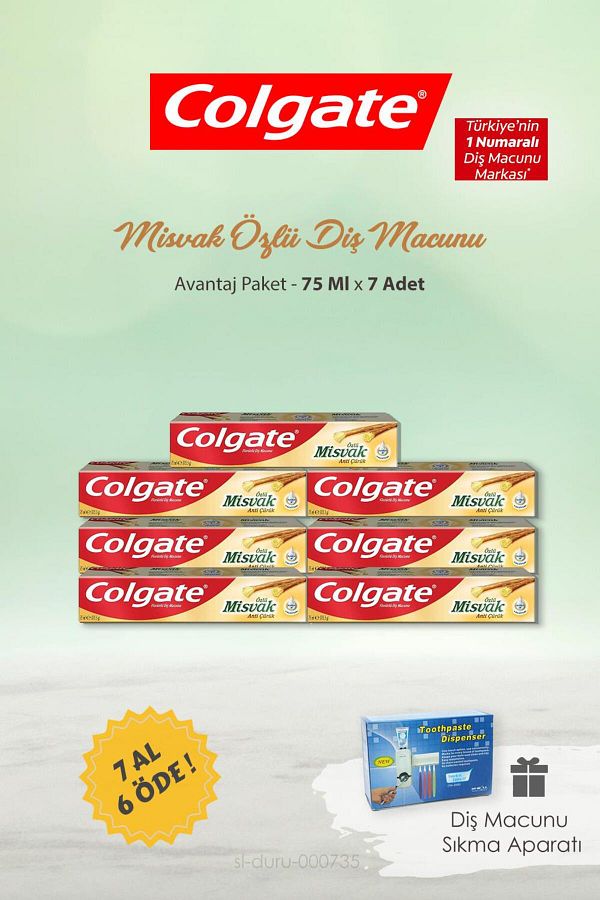 Colgate-75 ml Miswak Extract Toothpaste - Buy 7 Packs and Pay 6 Packs, 5 Compartment Squeezing Apparatus 1