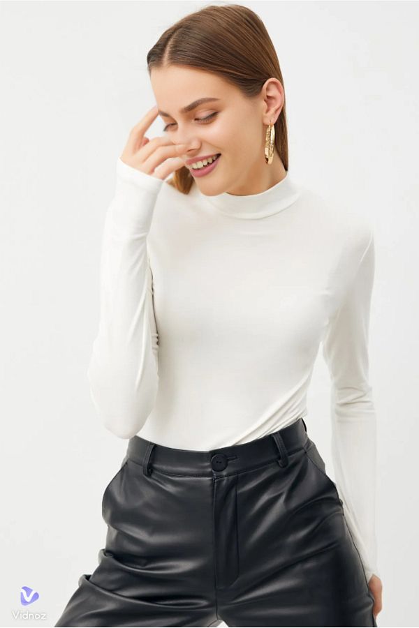 Housess-Women's Blouse Bodysuit with Finger Detail 1