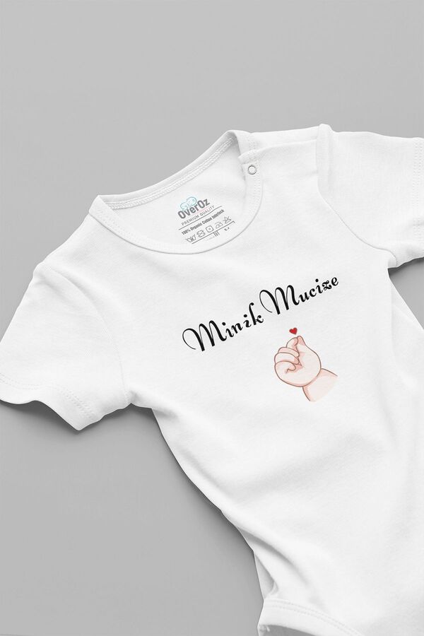 Overoz Organik %100 Pamuk Minik Mucize Yazılı Bebek Body Badi Çıtçıtlı Zıbın Tulum 5727