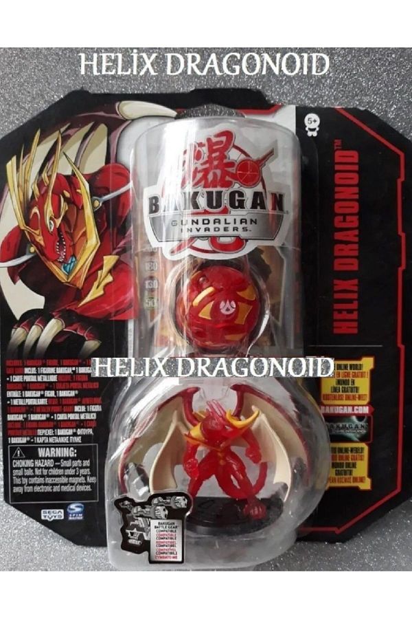 Spinmaster-Bakugan Helıx Dragonoid Bakunano Toy Licensed Helix Red Dragon 1
