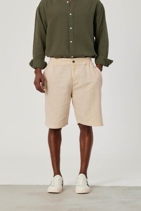 NOMARC-Linen Shorts - Cream Color 1