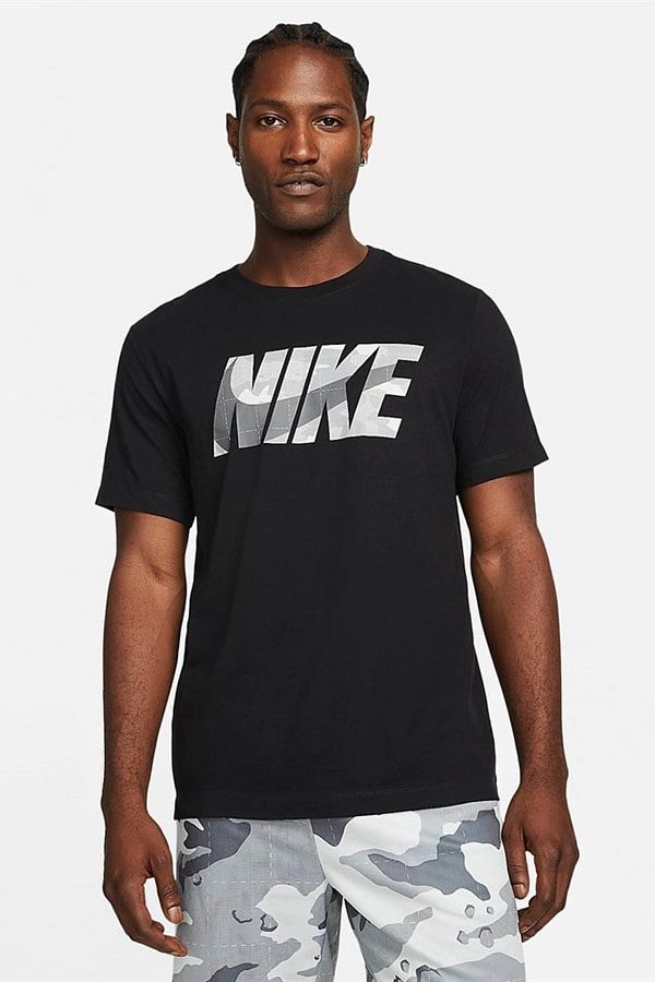 Nike Men s Black Dri Fit T Shirt Training Camo Sports Logo Trendyol