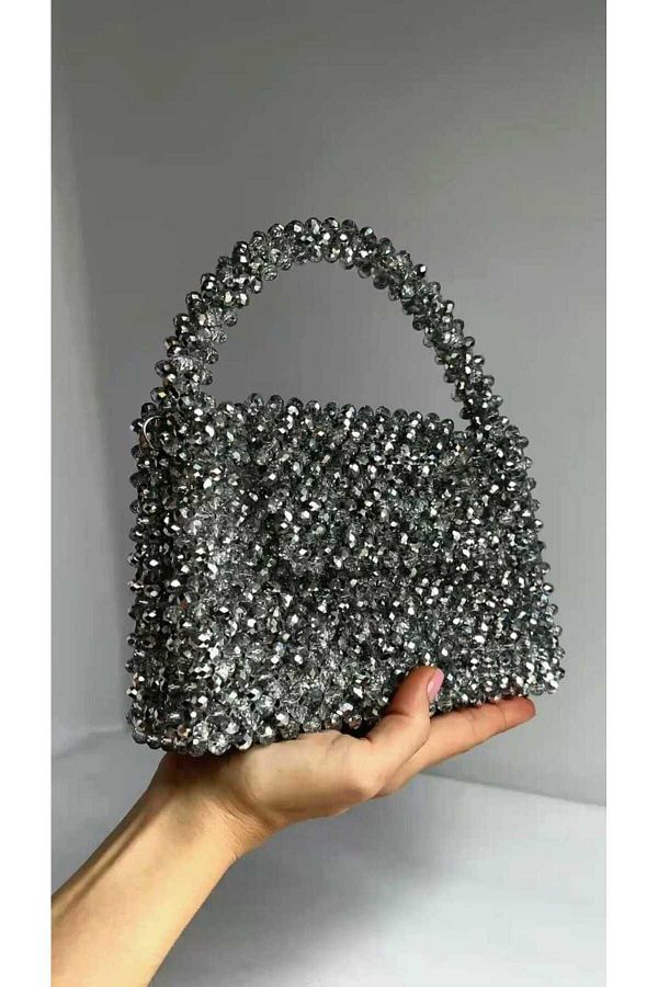 JEWELRY-Silver Crystal Bead Bag 1