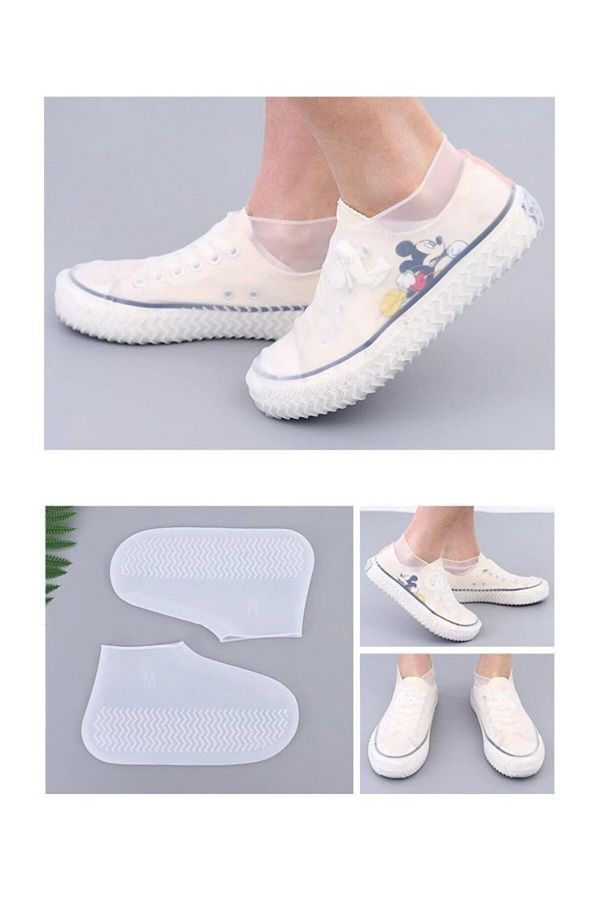 H MARRY Himarry White Silicone Rain Protective Small Shoes Non Slip and Water Dirt Proof 26 33 Trendyol