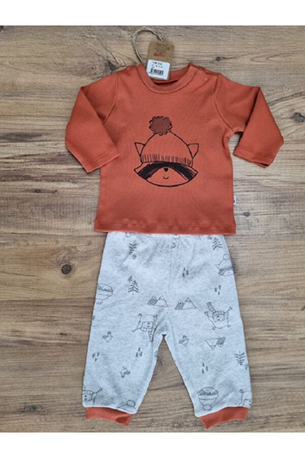 Mother Love ORGANİK TURUNCU RAKUN DESENLİ PİJAMA TAKIMI