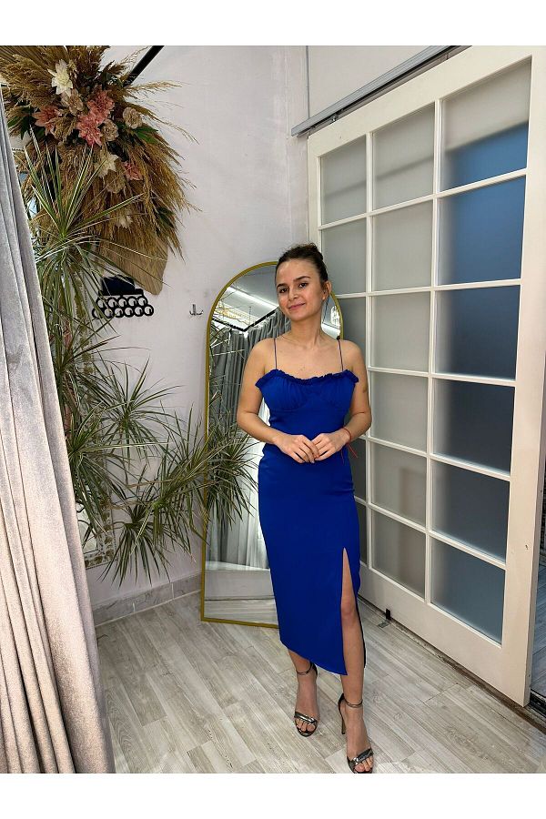 Abiye's-SAX BLUE STRAPLEZ SLITTER STRAPS evening dresses graduation wedding engagement promise 1
