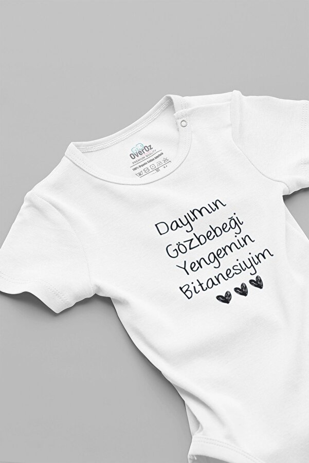 Overoz Organik %100 Pamuk Dayımın Gözbebeği Yengemin Bitanesiyim Çıtçıtlı Bebek Body Badi Zıbın 5573