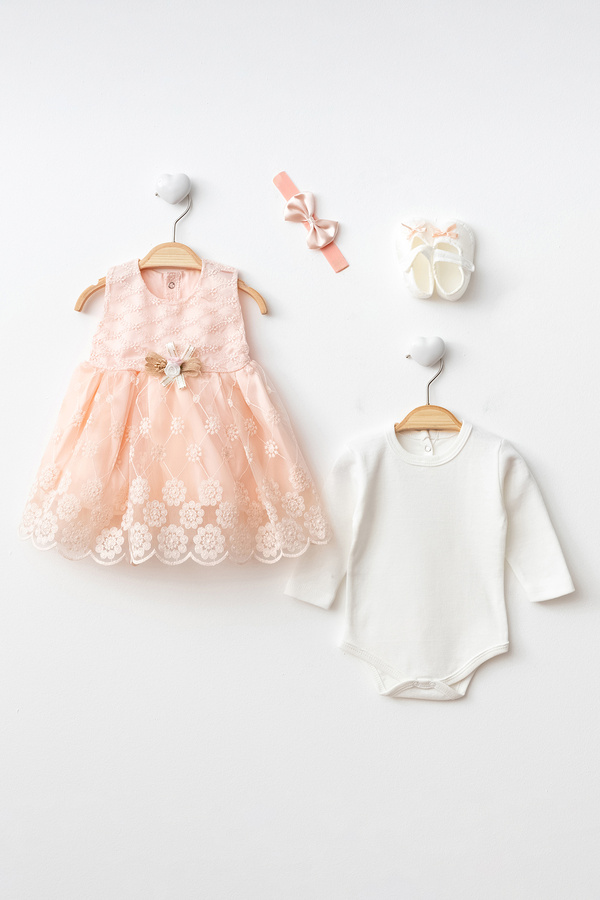 Petite Ponpon Baby Kız Bebek Yenidoğan Mevlüt Elbisesi Bebek Hediyelik Mevlütlük Elbise