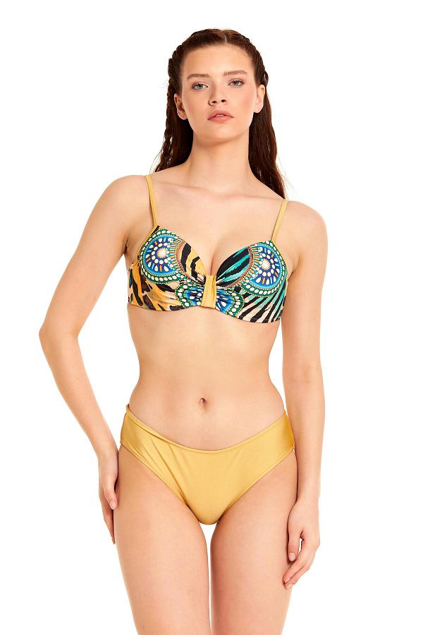 Argento-Beige Leopard Pattern Draped Covered Set 1