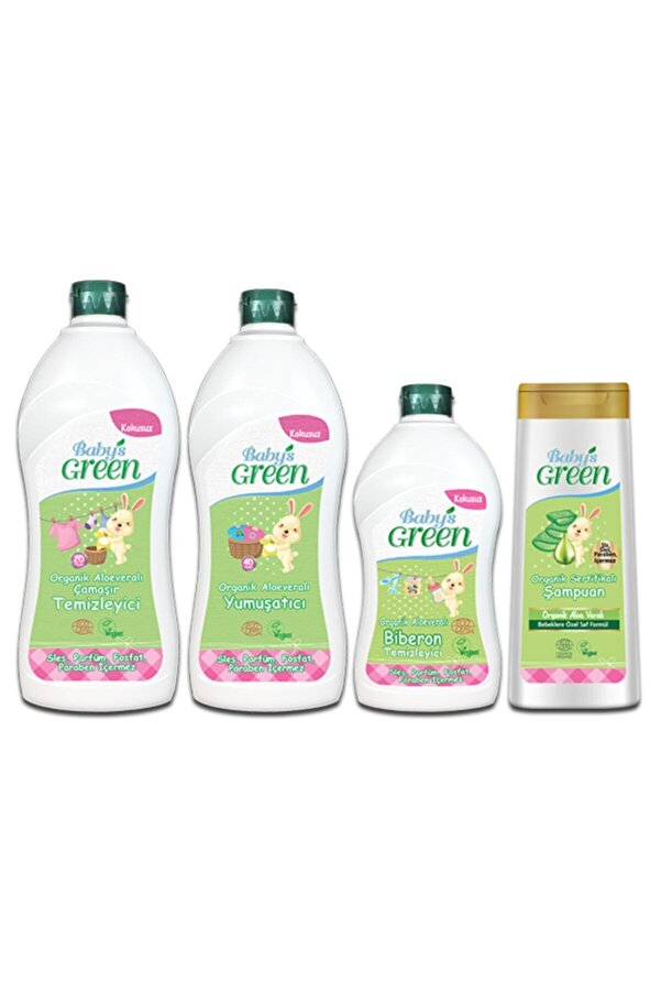 Baby's Green Bebek Bakım Seti Bebek Çamaşır Temizleyici 750 Bebek Yumuşatıcı Bebek Biberon Bebek Şampuan