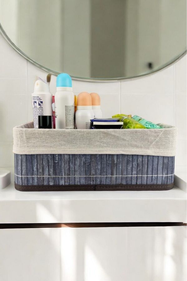 Digithome-Large Size Bamboo Storage Box - Multi-Purpose Organizer Gray 33X23X12 cm - Cl-6005-2 C1-1-121 1