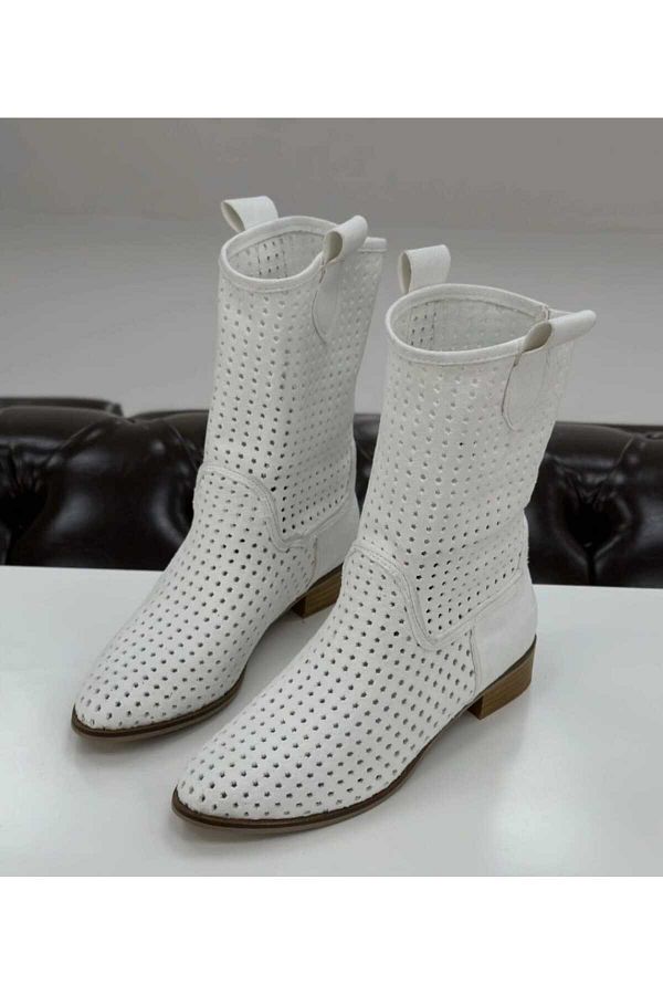 White perforated booties cheap
