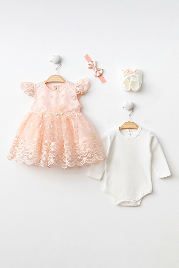 Harry&Millie Kız Bebek Yenidoğan Mevlüt Elbisesi Dantelli İncili