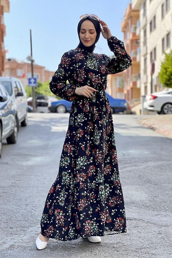Lakitory Fashion Striped Silks Hijab Dress Trendyol