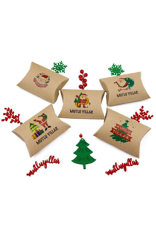 reprodesign-11×15 New Year's Themed Set of 5 Japanese Pillow Box, New Year's Gift Package Model 1 1