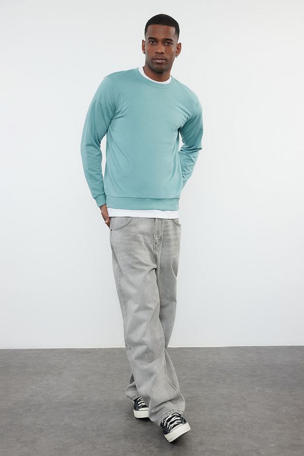 Trendyol Collection Dark Mint Long Sleeve Crew Neck Sweatshirt Regular Fit TMNAW20SW0164 Trendyol