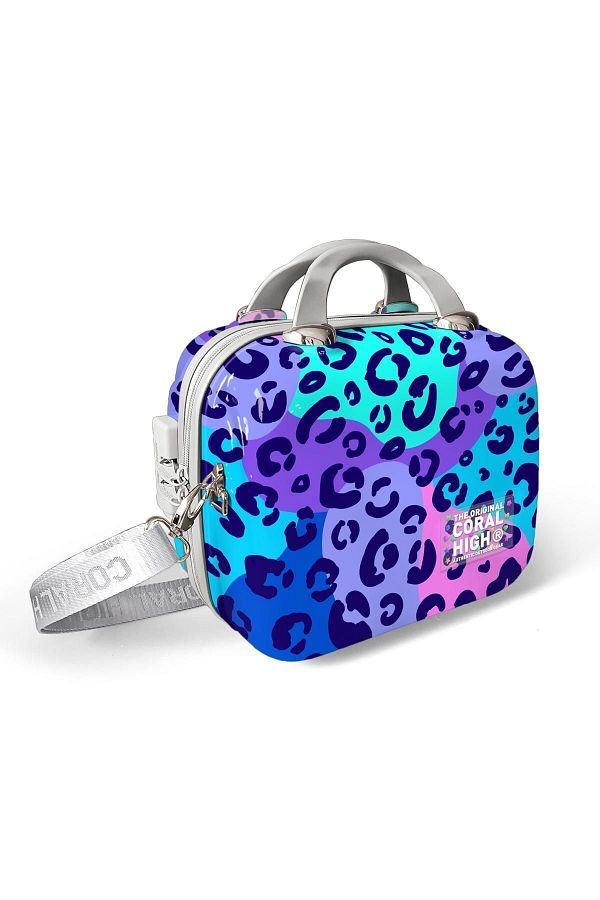 Coral High-Leopard Print Pc Makeup Bag with Shoulder Strap 16898 Modern Design 826334 1