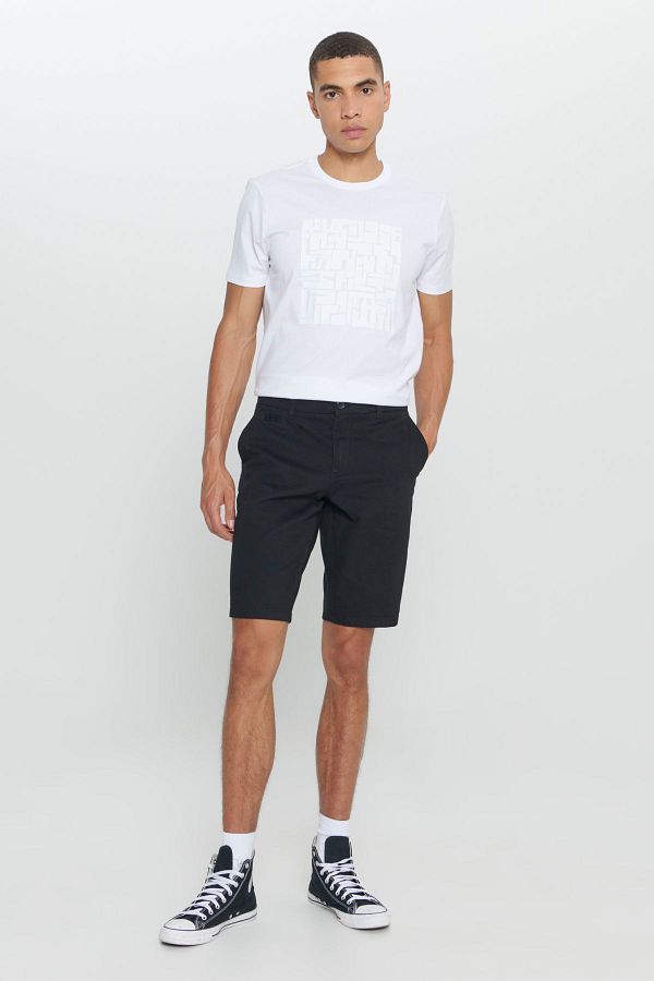 AC&Co / Altınyıldız Classics-Férfi fekete Slim Fit Slim Fit Dobby 100% pamut alkalmi chino rövidnadrág 1