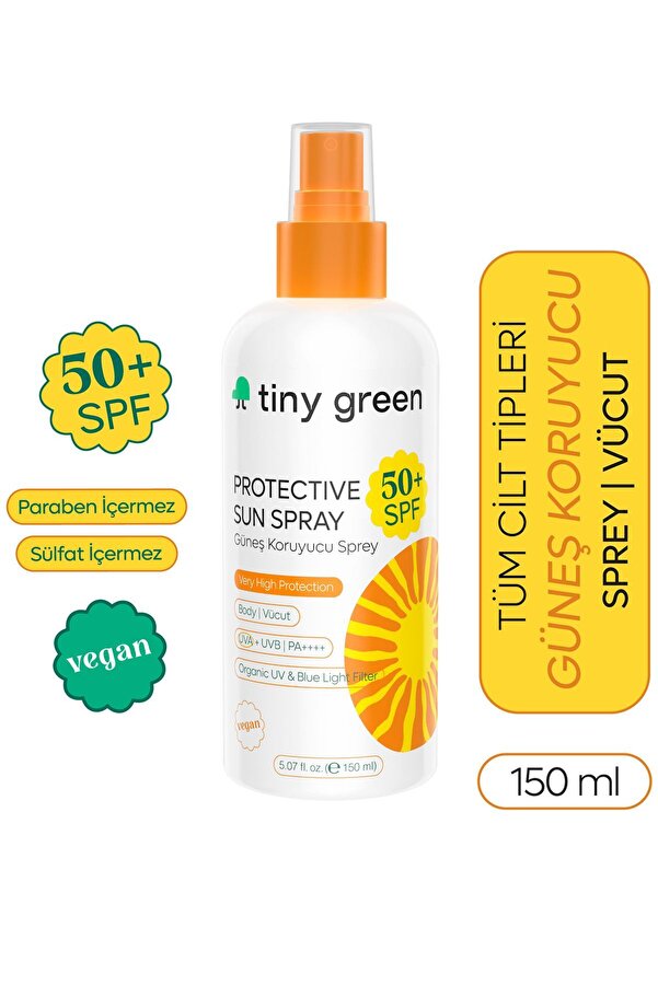 tiny green Yetişkin Güneş Spreyi SPF 50+ Vücut için 150 ml