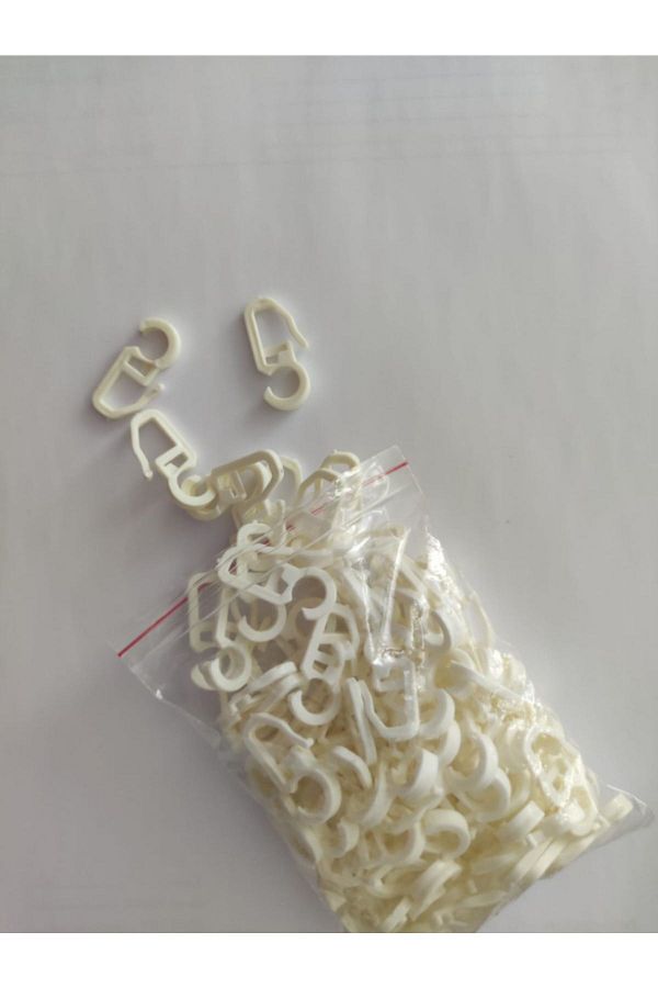 perhal perde ve halı-100pcs Ecru/White Color Rustic Curtain Clips, Rustic Curtain Hooks, Rustic Clips 1
