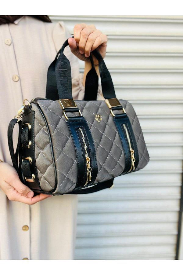 Canta Trend Large Size Quilted Cylinder Model Hand and Shoulder Bag Trendyol