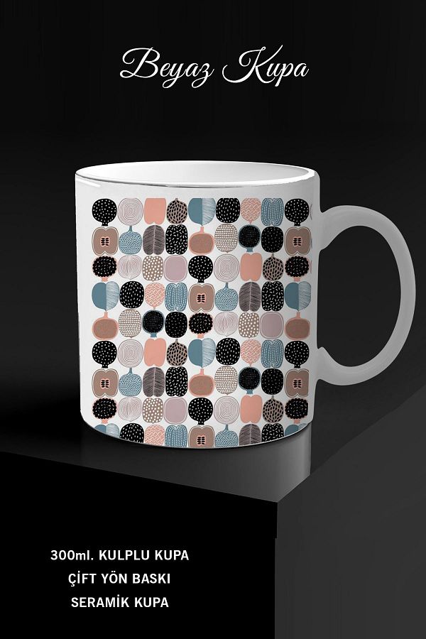 bymat White Reversible Glass with Ethnic Fruit Design and Handle by279 Trendyol