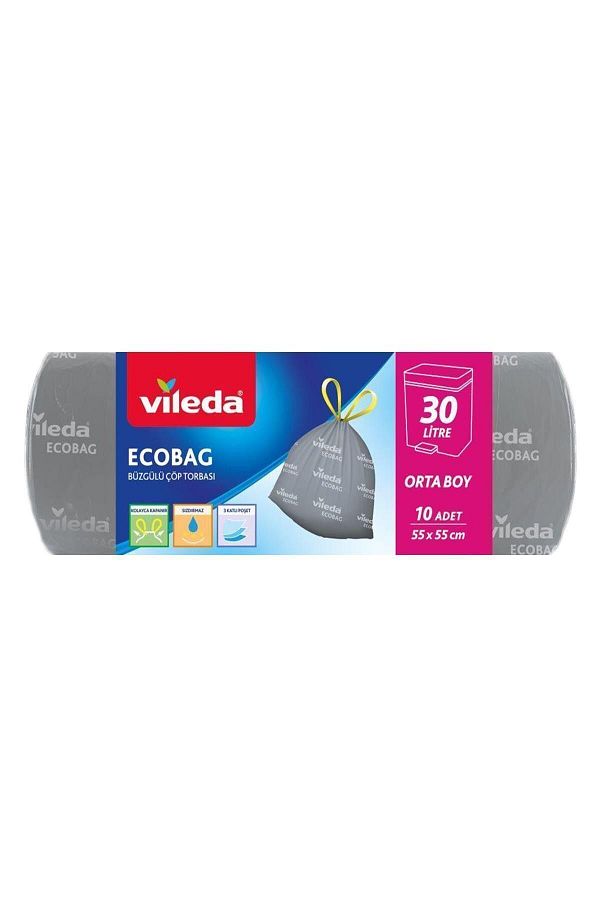 Vileda-30 Liter Medium Size 15 Liter Drawstring Unscented Garbage Bag 1