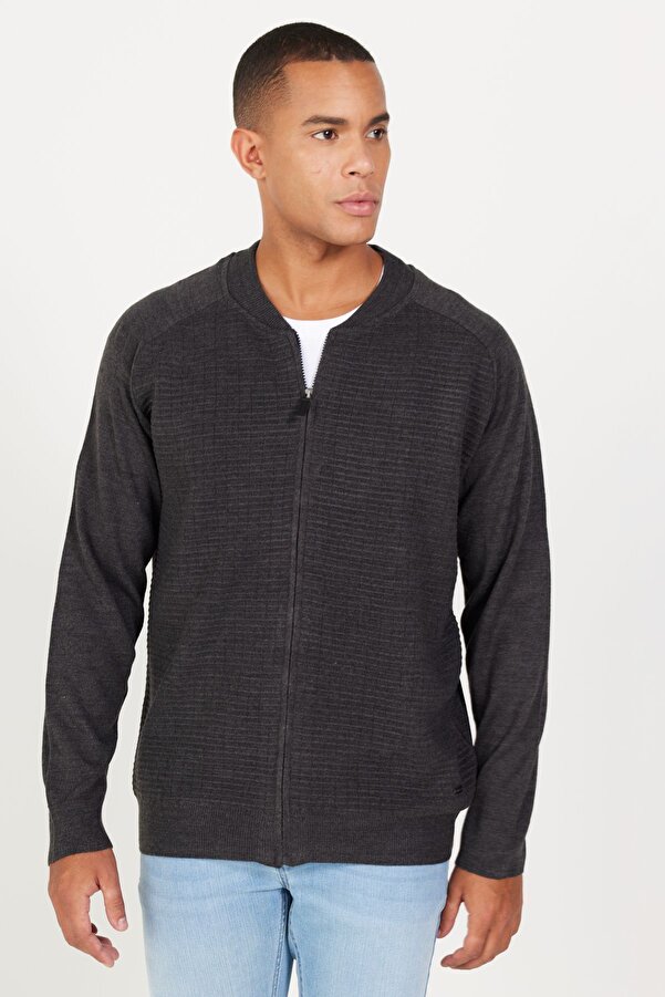 Altınyıldız Classics Anthrazitfarbene Strickjacke mit College